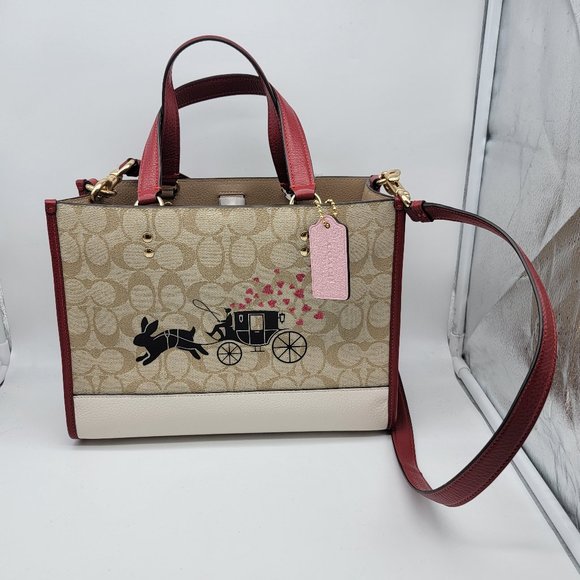 Coach Lunar New Year Dempsey Carryall in Signature Canvas with Rabbit Carriage - Picture 1 of 8